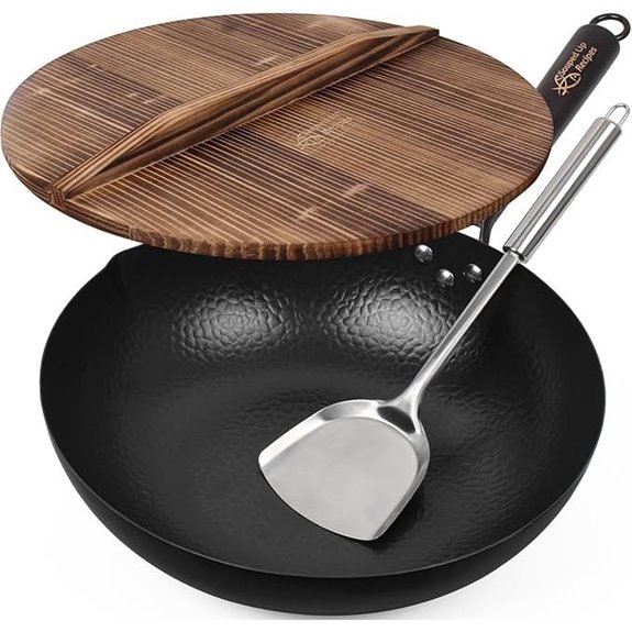 13.4-Inch Carbon Steel Wok with Lid and Spatula