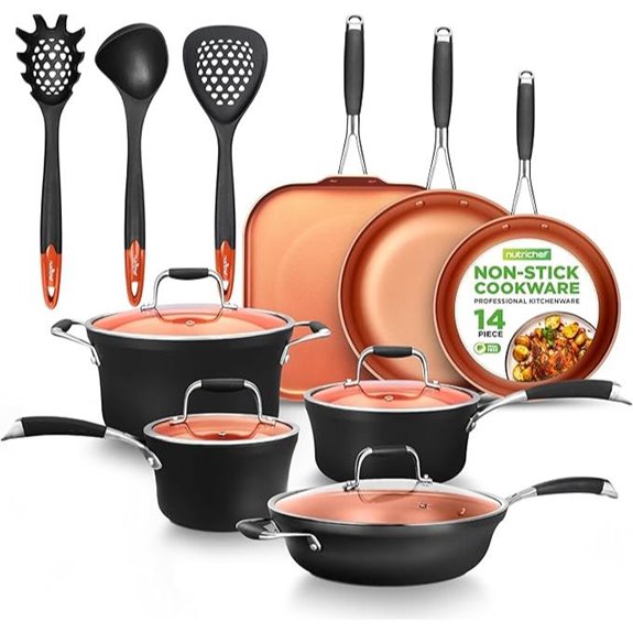 NutriChef 14-Piece Nonstick Cookware Set