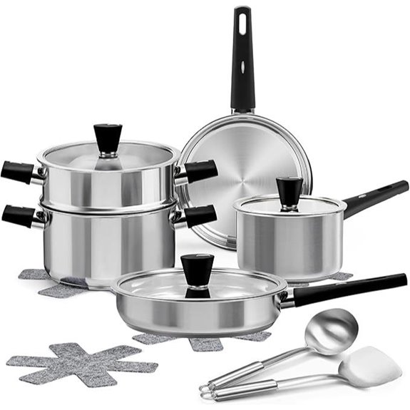 Meythway 14-Piece Stainless Steel Cookware Set
