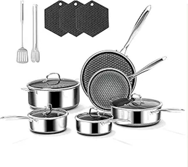 15-Piece Stainless Steel Cookware Set with Lids