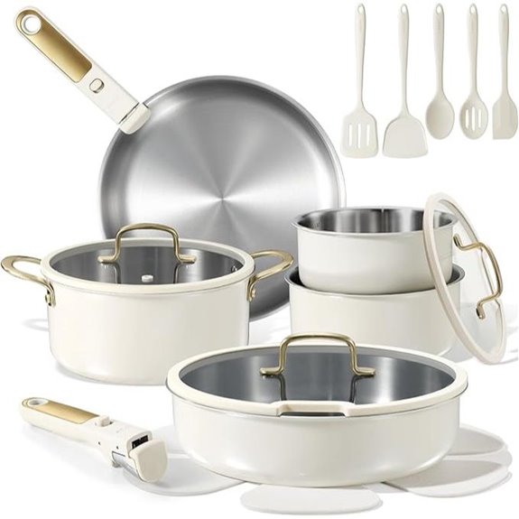 CAROTE 19pcs Tri-Ply Stainless Steel Cookware Set