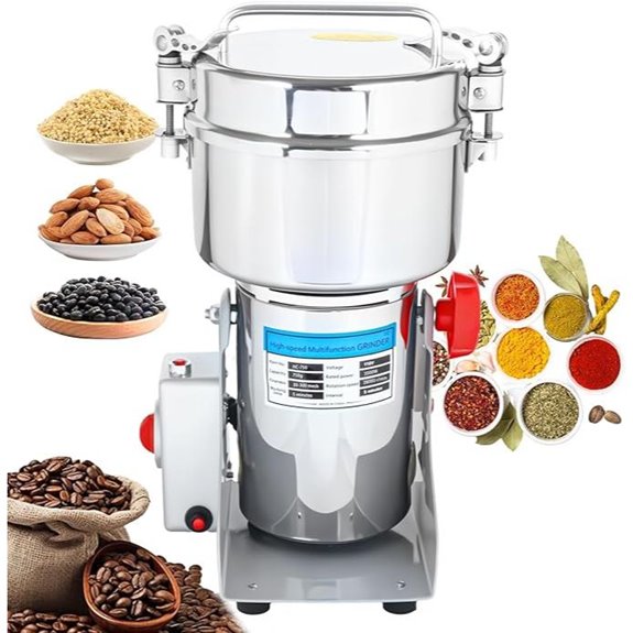 Commercial Grain Grinder 2000W Stainless Steel 5-Blade System