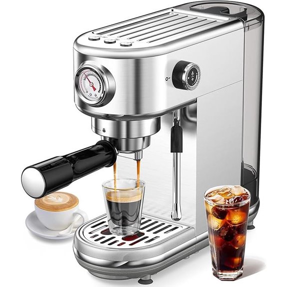 Espresso Machine with Milk Frother 20 Bar Silver