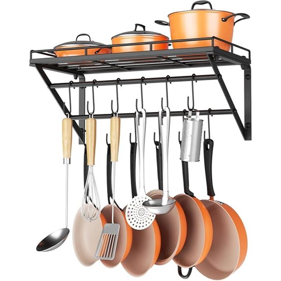 OROPY 23-Inch Wall Mount Pot Rack with Hooks