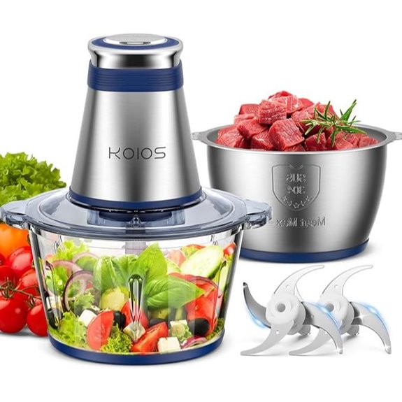 KOIOS 500W Food Processor with 2 Bowls and Blades