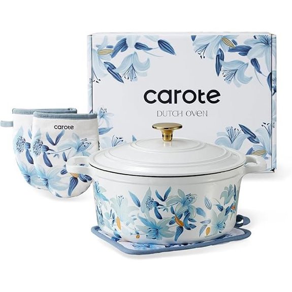 CAROTE 5QT Cast Iron Dutch Oven with Lid