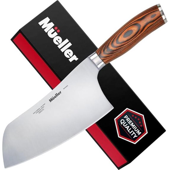 Mueller 7-Inch Cleaver Knife with Pakkawood Handle