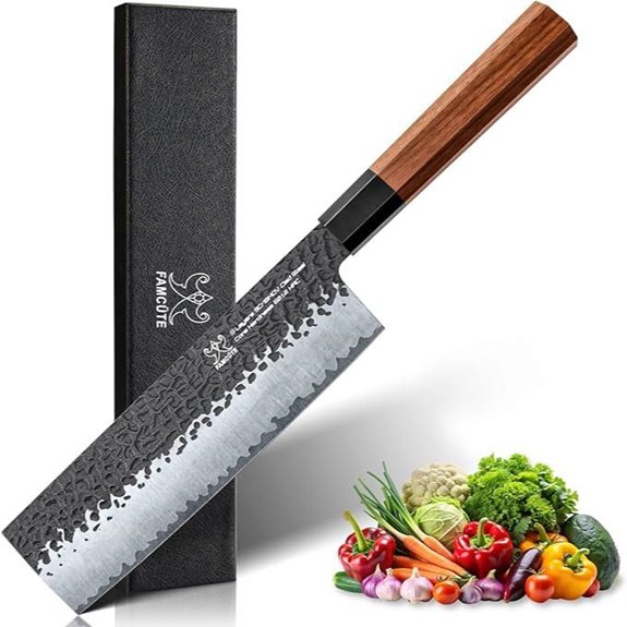 7-Inch Japanese Nakiri Knife with Rosewood Handle