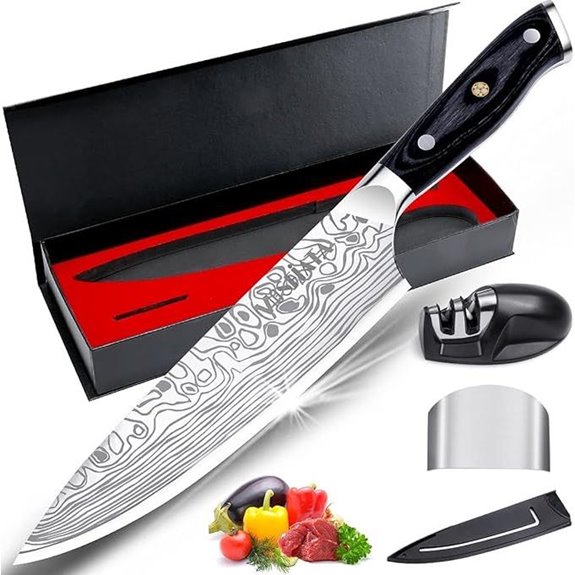 MOSFiATA 8 Chef's Knife with Sharpener and Finger Guard