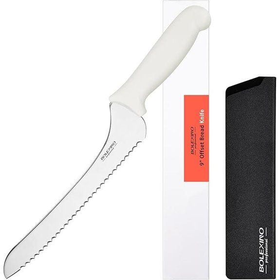 9-Inch White Serrated Bread Knife for Kitchen Use