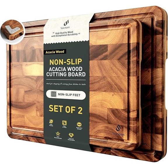 End Grain Acacia Cutting Board Set with Handles