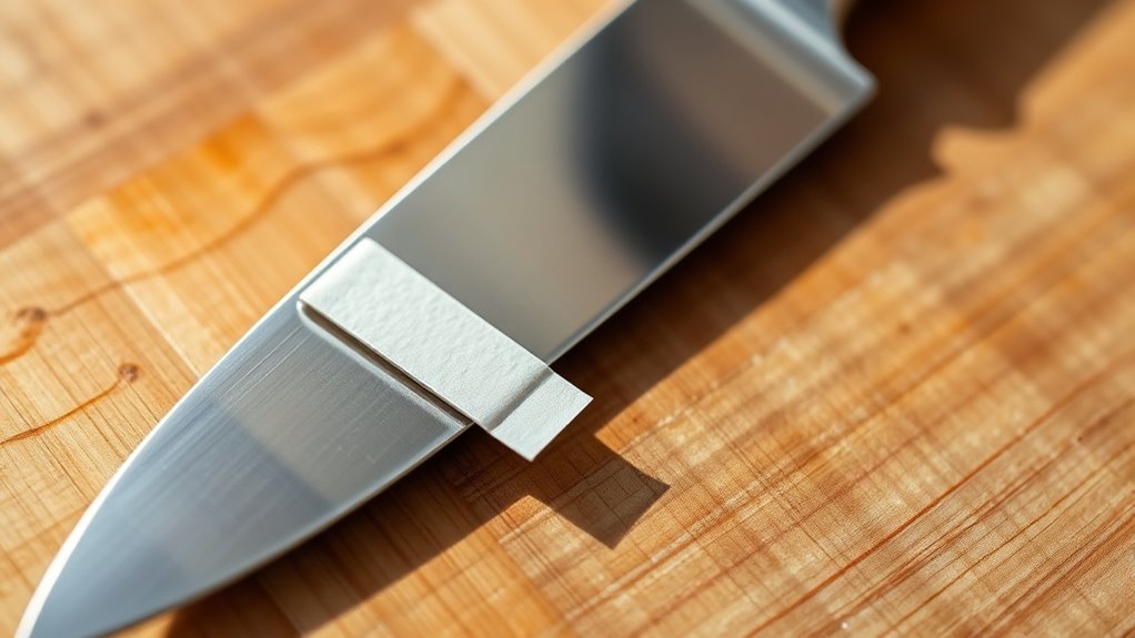 assess knife sharpness through resistance