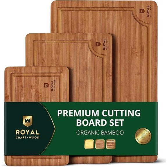 Royal Craft Wood Bamboo Cutting and Serving Boards (3 Pcs)