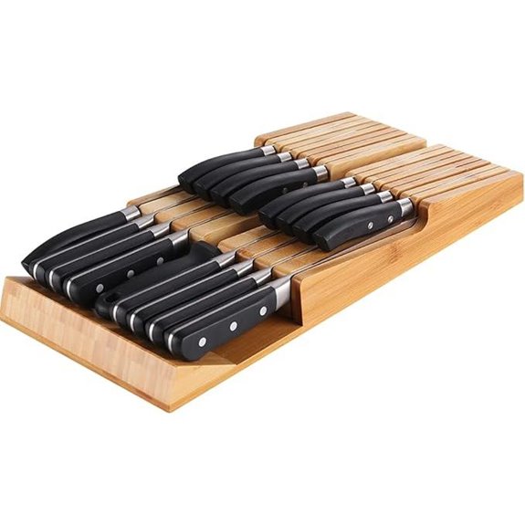 NIUXX Bamboo Knife Drawer Block Organizer