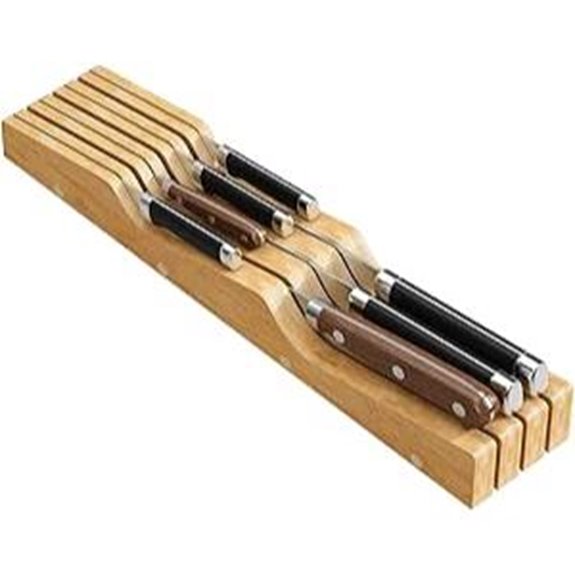 Bamboo Knife Drawer Organizer for 7 Knives