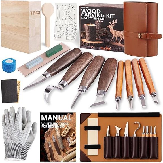 Wood Carving Kit with Leather Case for Beginners