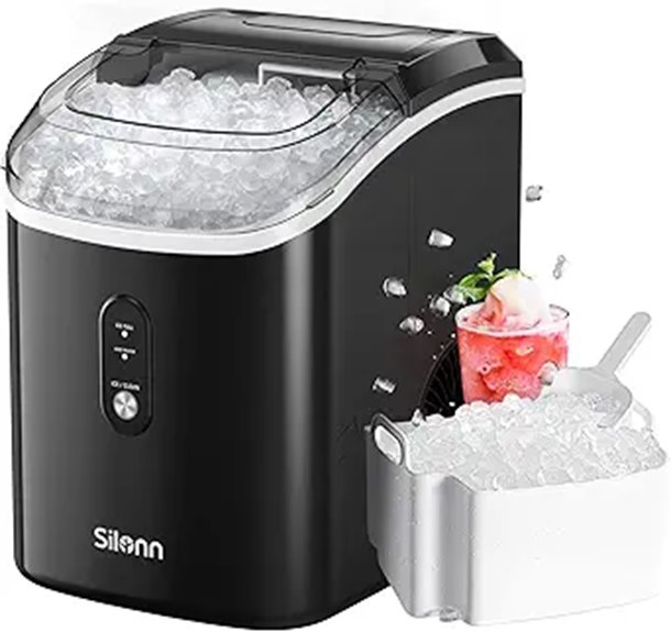 Silonn Nugget Ice Maker with Self-Cleaning Black