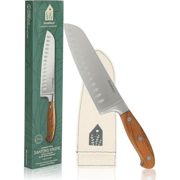 Bloomhouse 7-Inch Santoku Knife with Olive Wood Handle