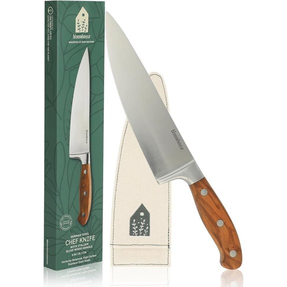 Bloomhouse 8-Inch Chef Knife with Olive Wood Handle