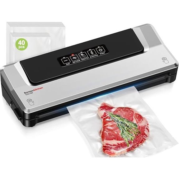 Bonsenkitchen Vacuum Sealer with 40 Bags Silver