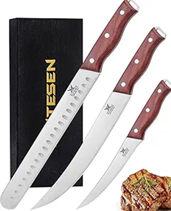 3PCS Brisket Carving Knife Set with Rosewood Handles