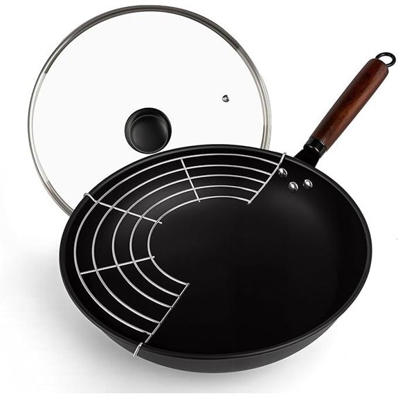 Carbon Steel Wok Set with Glass Lid and Rack