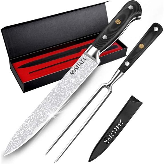 MOSFiATA Carving Knife & Fork Set for Meat and Vegetables