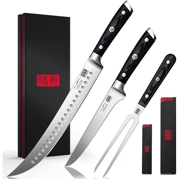 SHAN ZU 3-Piece Carving Knife Set with Sheath