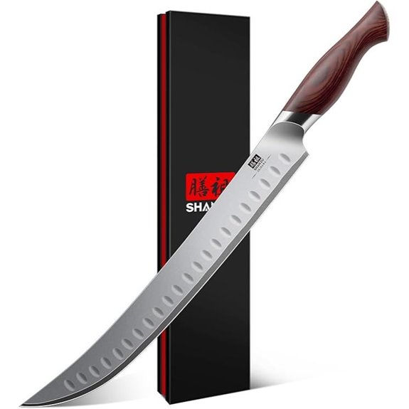 SHAN ZU 11.6-Inch Carving Knife with Pakkawood Handle