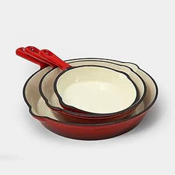 EXCELSTEEL 3-Piece Cast Iron Enamel Skillet Set