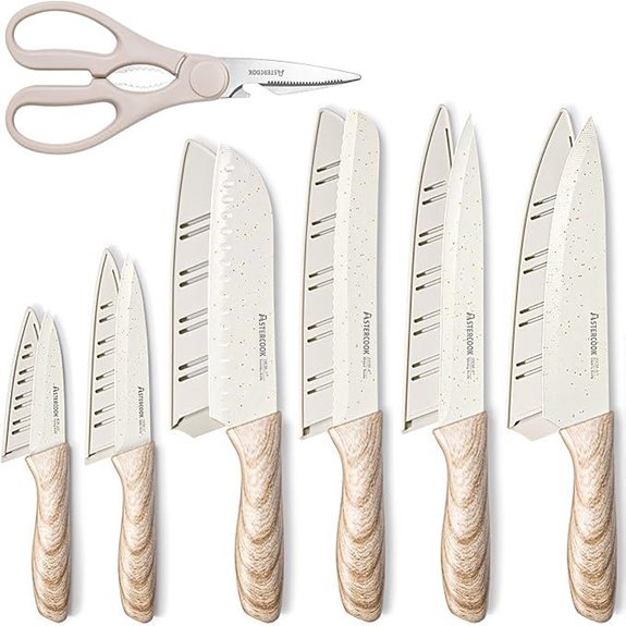 Astercook 13-Piece Ceramic Coating Kitchen Knife Set
