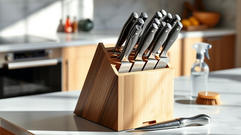 clean sanitized knife storage