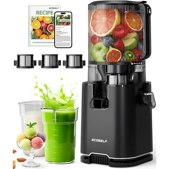 Cold Press Juicer with 3 Filters and Wide Mouth