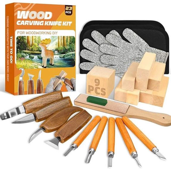 Wood Carving Kit with 23 Tools and Knives