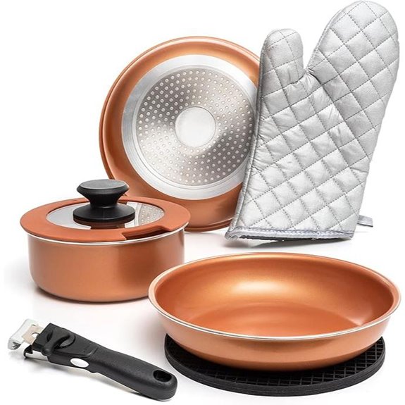 Moss & Stone Copper Nonstick Cookware Set (7 Pcs)