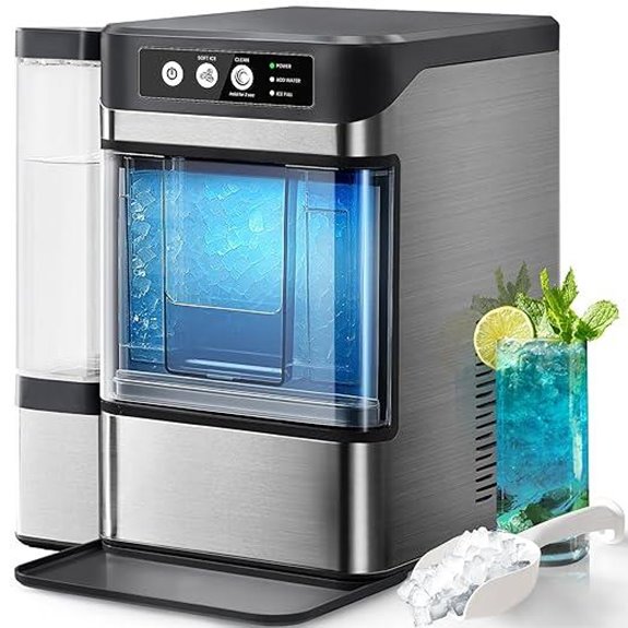 Nugget Ice Maker Countertop with Self-Cleaning Silver