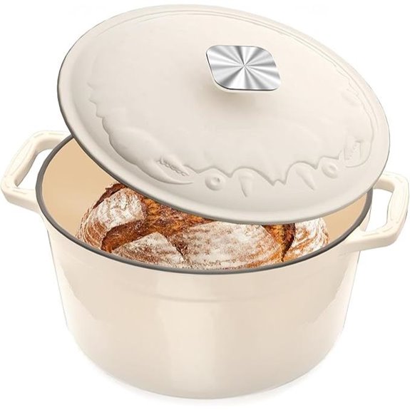 Enameled Cast Iron Dutch Oven 5QT Cream White