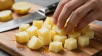 cut potatoes into uniform cubes