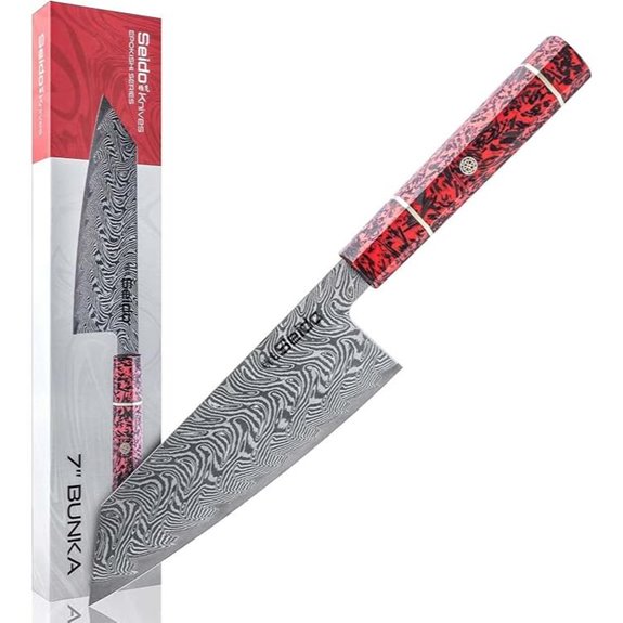 Epokishi 7-Inch AUS-10 Damascus Bunka Knife