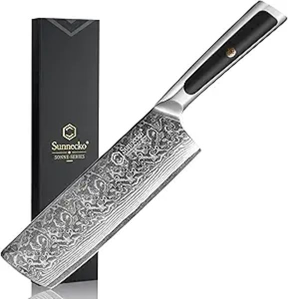 Sunnecko Damascus 7-Inch Chef and Cleaver Knife