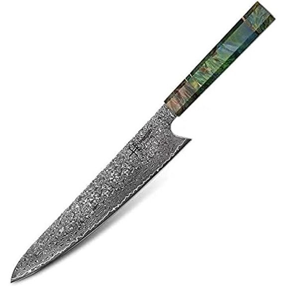 Hajegato Damascus Chef Knife with Unique Handle