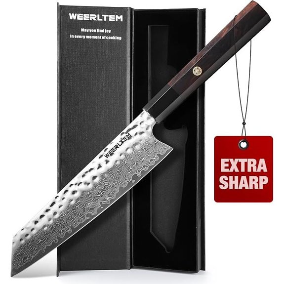 Kiritsuke 8-Inch Damascus Chef Knife with Ebony Handle