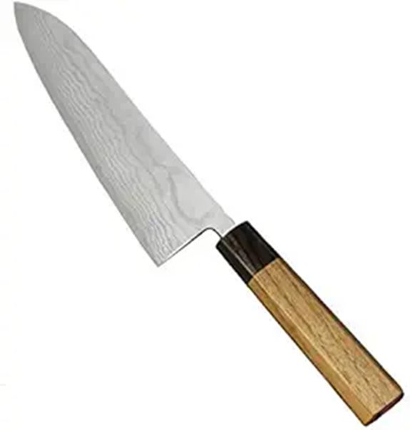 Damascus Chefs Knife (Gyuto) with Walnut Handle V-Gold10 210mm