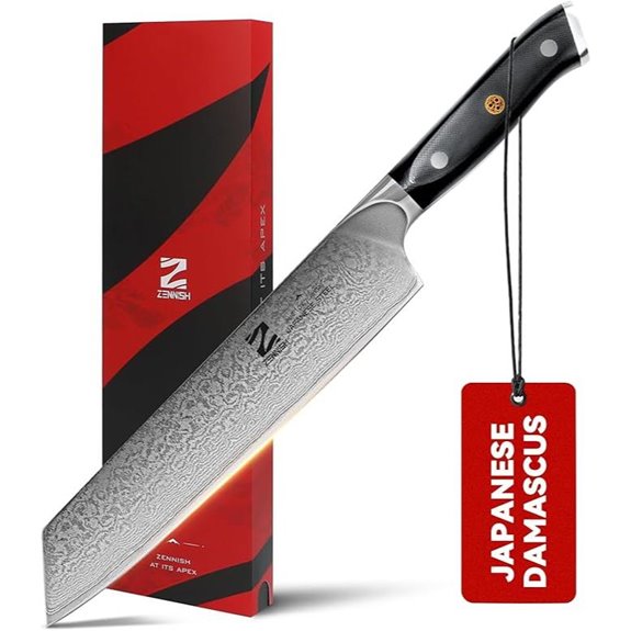 Kiritsuke 8.5-Inch Damascus Knife with G10 Handle