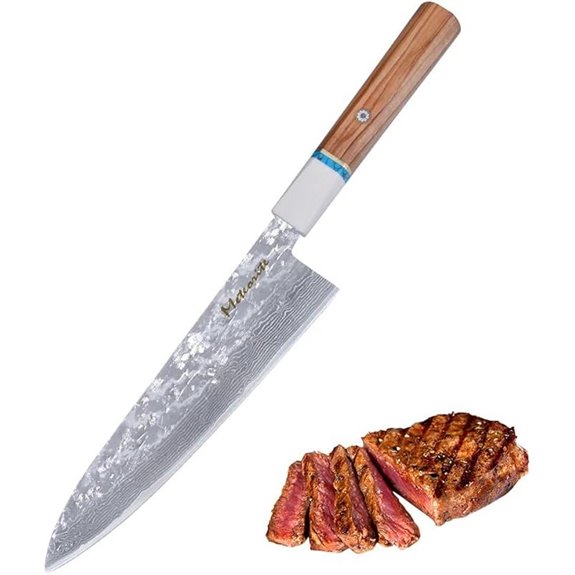 Damascus Chef Knife with Olive Wood Handle