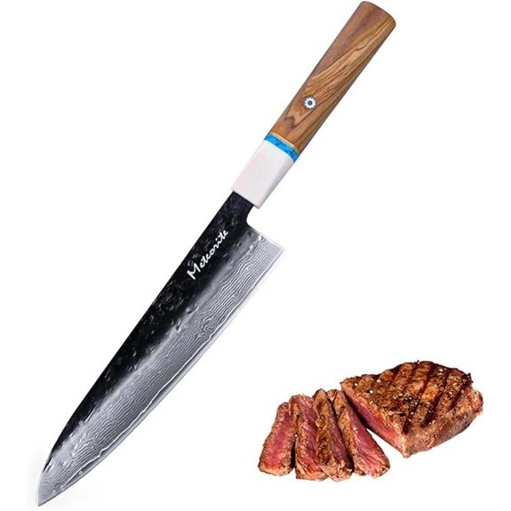 Damascus Chef Knife with Olive Wood Handle