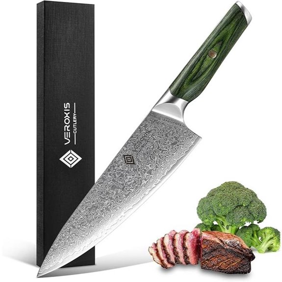 Veroxis 8-Inch Damascus Chef Knife with Pakkawood Handle