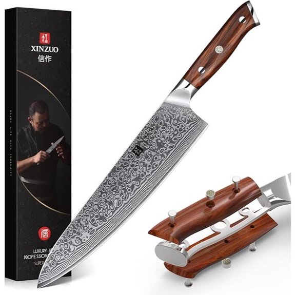 XINZUO 10-Inch Damascus Chef Knife with Rosewood Handle