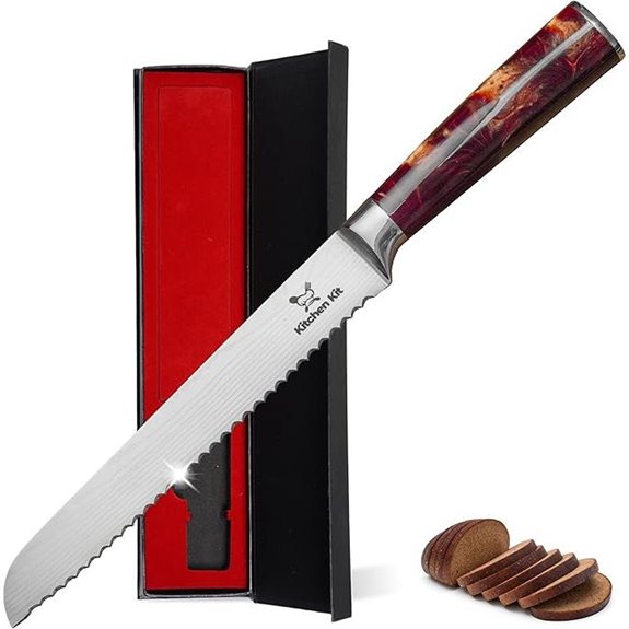 Damascus Style 10-Inch Serrated Bread Knife