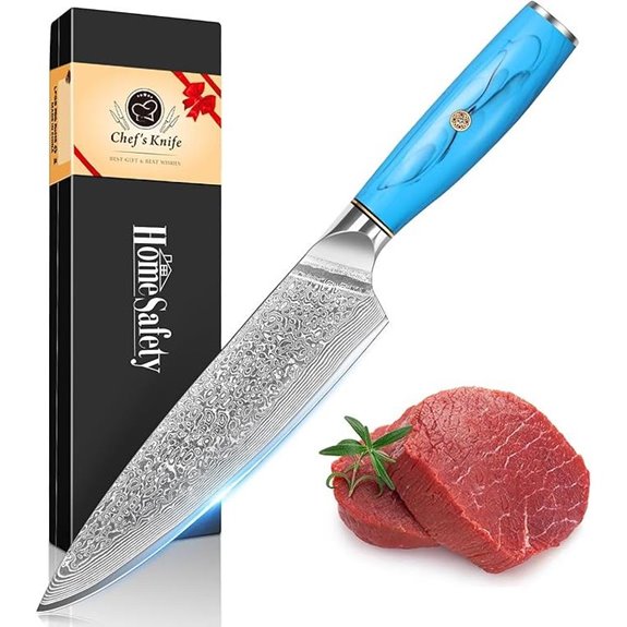 Damascus Steel 8 Chef Knife with Ergonomic Handle